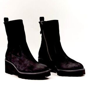 Paul Green Newbury black Suede Chelsea black platform combat Boots. US 9